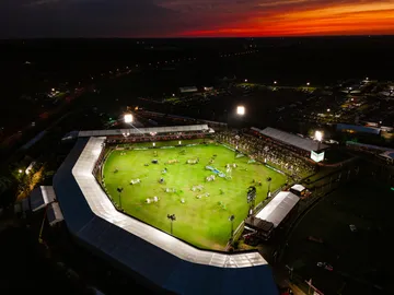 Springarena bij avondlicht tijdens de Brussels Stephex Masters